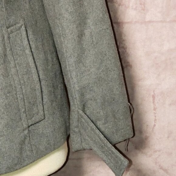 Calvin Klein Womens Grey Button Down Wool Winter Long Sleeve Hood Peacoat Size 4 - Picture 3 of 5